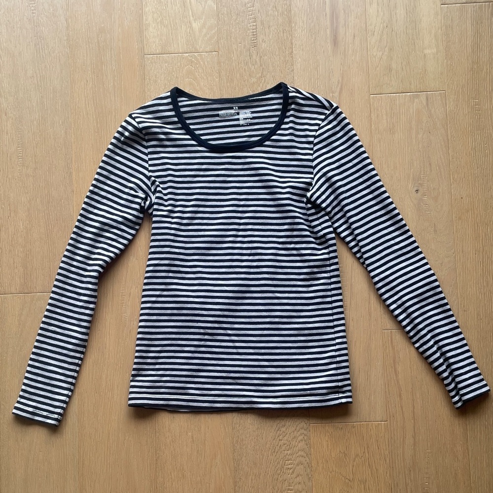 Muji Black and grey Striped Long Sleeve Tee